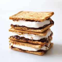 Four layers of buttery s'mores crafted with graham crackers, rich chocolate, and fluffy marshmallow create a tempting treat ideal for any sweet craving or gathering
