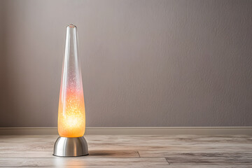 vibrant orange and purple lava lamp creating warm glow 