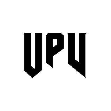 UPV letter logo design for technology company. UPV logo design black and white color combination. UPV logo, UPV vector, UPV design, UPV icon, UPV alphabet. UPV typography logo design.