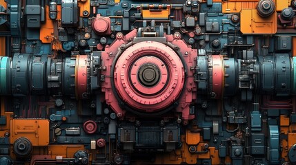 Obraz premium Futuristic circuit board with central mechanism