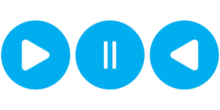 Play and pause icon symbol set. Simple flat shape button. Web and phone application audio or video control buttons. Black silhouette isolated on white background. Vector illustration image