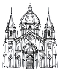 Fototapeta premium PNG Hand drawn of Cathedal drawing architecture cathedral.
