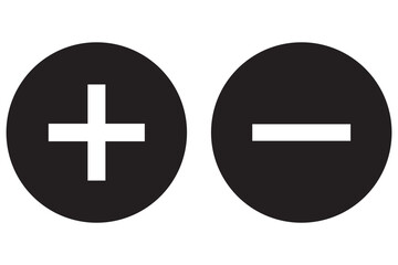 Obraz premium Round plus and minus icons set with different thicknesses. Vector.