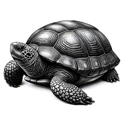 Intricate Tortoise Illustration on White
