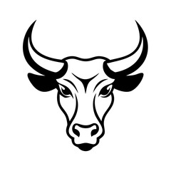 Bull Head Outline Strong and Bold with Curved Horns Ideal for Logos and Animal Designs