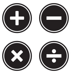 Fototapeta premium Isolate Black Math Icon set, Plus, Minus, Multiply, Divide Outline Icons symbol, Math and Education illustration, Modern minimal Graphic elements, Vector stock