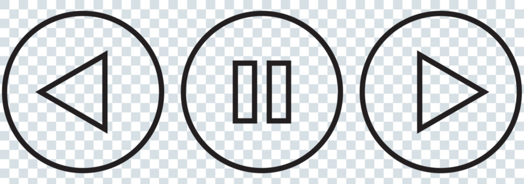 Play and pause buttons - vector icon illustration design. Video Audio Player. Player Button set icon symbol &ndash; vector. Play and pause vector button black icons isolated on transparent