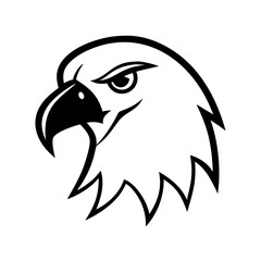 Hawk Head Outline with Sharp Beak and Focused Eyes Ideal for Logos Tattoos and Wildlife Designs