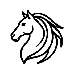 Fototapeta premium Elegant Horse Head Outline in Side Profile with Flowing Mane Ideal for Logos and Equestrian Designs