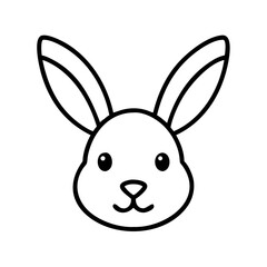 Obraz premium Rabbit Head Outline with Long Ears Slightly Tilted Silhouette Vector Design
