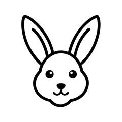Obraz premium Rabbit Head Outline with Long Ears Slightly Tilted Silhouette Vector Design