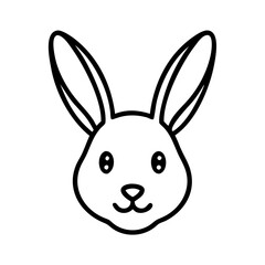 Obraz premium Rabbit Head Outline with Long Ears Slightly Tilted Silhouette Vector Design
