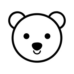 Simple Bear Head Outline with Round Ears and Short Snout Silhouette Vector Design