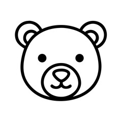 Obraz premium Simple Bear Head Outline with Round Ears and Short Snout Silhouette Vector Design