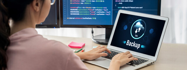 Backup Storage Data Internet Technology Business concept. Database storage cloud technology file...