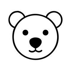 Simple Bear Head Outline with Round Ears and Short Snout Silhouette Vector Design