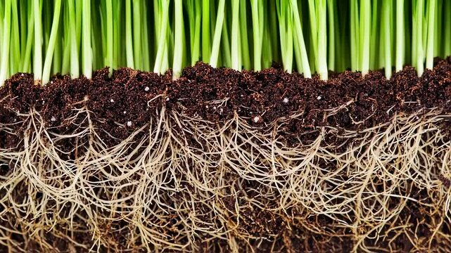 A close up of the roots of a plant
