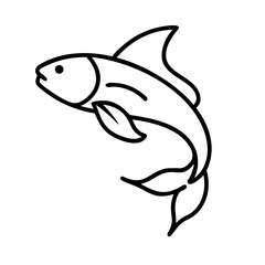 Obraz premium Small Koi Fish Outline Side View with Elegant Flowing Fins Silhouette Vector Design
