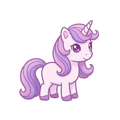 Naklejka premium Cute pastel-colored unicorn with a happy expression, perfect for children's designs, stickers, and magical themes