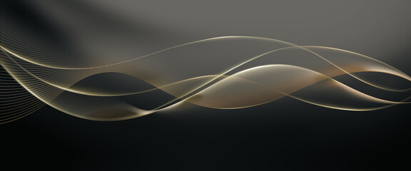 Abstract Wave Design in Dark Tones with Golden Highlights for a Luxurious and Sophisticated Visual Experience in Contemporary Digital Aesthetics