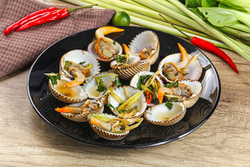 Asian mollusk shell steamed with spices