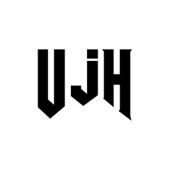 UJH letter logo design for technology company. UJH logo design black and white color combination. UJH logo, UJH vector, UJH design, UJH icon, UJH alphabet. UJH typography logo design.
