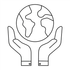 Green planet earth concept icon, Black and white icon. World ecology, global nature protection. vector illustration