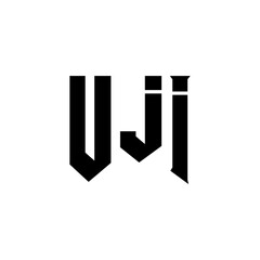 UJI letter logo design for technology company. UJI logo design black and white color combination. UJI logo, UJI vector, UJI design, UJI icon, UJI alphabet. UJI typography logo design.