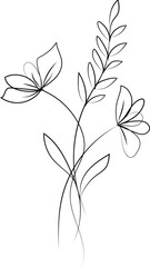 Black and white floral branch with leaves seamless pattern design