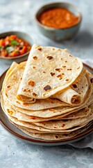 Stack of freshly baked flatbreads