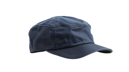Dark Blue Soft Fabric Cap with Curved Brim on a White Background for Fashion and Outdoor Activities Photography