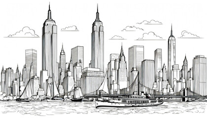 Black and white sketch of New York.