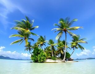 Obraz premium Beautiful tropical island with palm trees and turquoise water