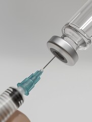 Close-Up of a Syringe Drawing Liquid from a Vial – Medical 3D Render