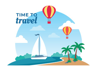 Flat design of travel to Sea. Concept Vector Illustration