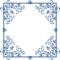 Vector ornamental frame series. Page decoration designs in Oriental and Turkish style, great for greeting cards and wedding invitations. Blue and violet colors.