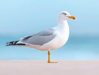 Seagull Beach Coastal Bird Portrait.