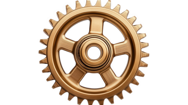 Detailed Close-up of a Golden Gear