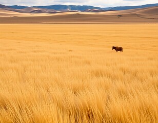 Obraz premium Horse in the Golden Field