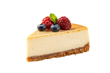 Traditional Slice of Cheesecake on a Light Surface for Dessert Photography.