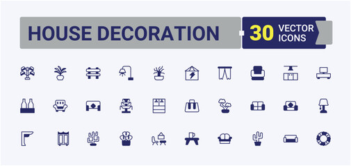 House Decoration icon set. Home Decor line icon set. Home minimalist linear icons. Simple line vector icons. Vector line and solid icons.