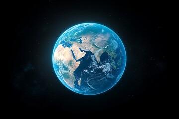 Fototapeta premium Planet earth rotating in space with dark background and stars