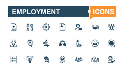 Employment line icon. Contains related to work, resource, worker, team, teamwork and more. Job icon set in linear style. Minimalist icons collection. Vector line and solid icons.