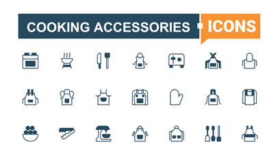 Cooking Accessories simple icon set. Containing food, tool, equipment, cooking and more. Kitchen Accessory line icon. Minimal icons set. Solid line editable stroke. Vector line and solid icons.