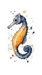 Seahorse Watercolor Ocean Art.