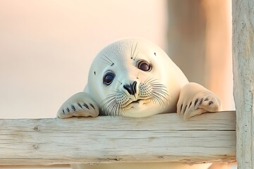 Seal Pup Resting on Beachwood.