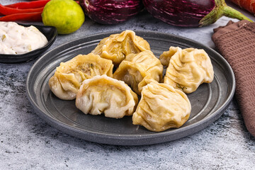 Steamed Nepali Momo stuffed dumplings
