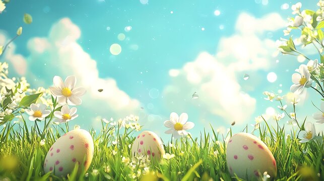 Easter poster with extensive copy space, designed for customization in promotional materials.