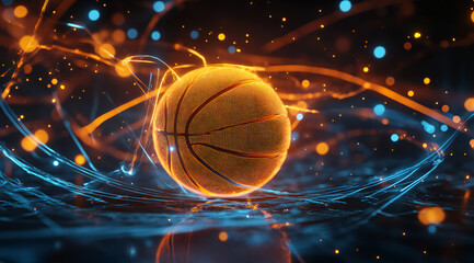 basketball ball with lightning spark