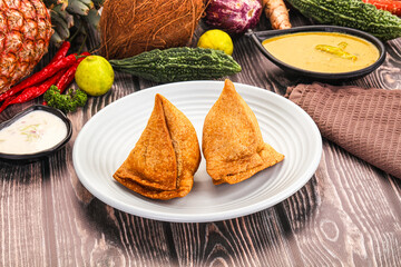 Indian cuisine - stuffed samosa pastrie